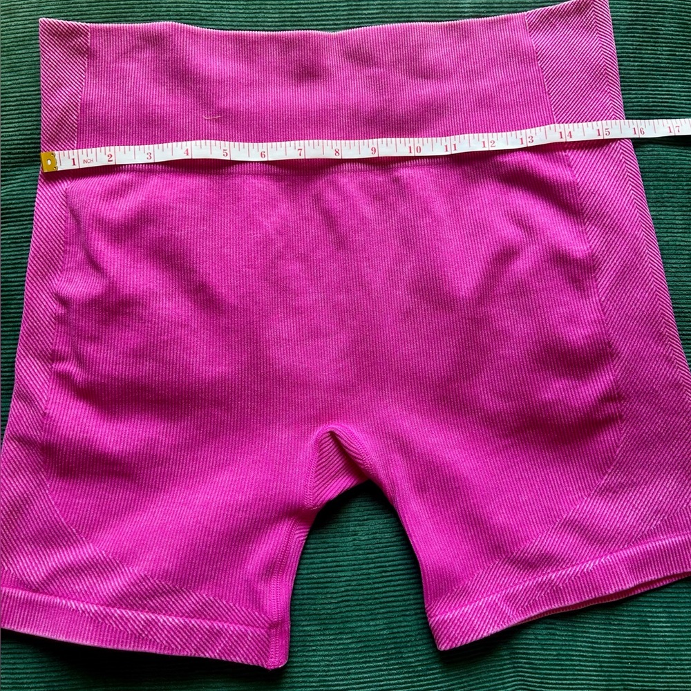 JoyLab Ribbed High-Waisted Biker Shorts – Pink, Size XL - Picture 4 of 5
